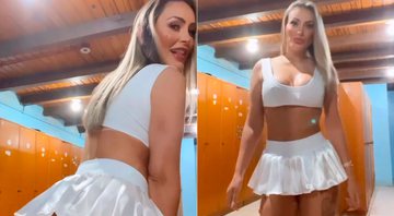 Andressa Urach arriscou coreografia de top e minissaia - Foto: Reprodução/ Instagram@andressaurachoficial