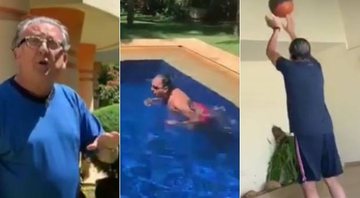 Em quarentena, Galvão Bueno nada, joga golfe e basquete no jardim de sua mansão - Foto: Reprodução / Instagram